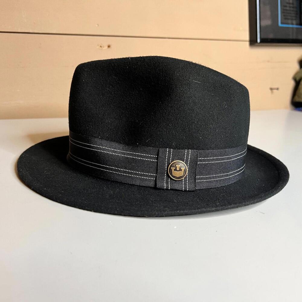 Goorin Bros Black Felt Fedora Hat Medium Classic Wool Felt Made in USA